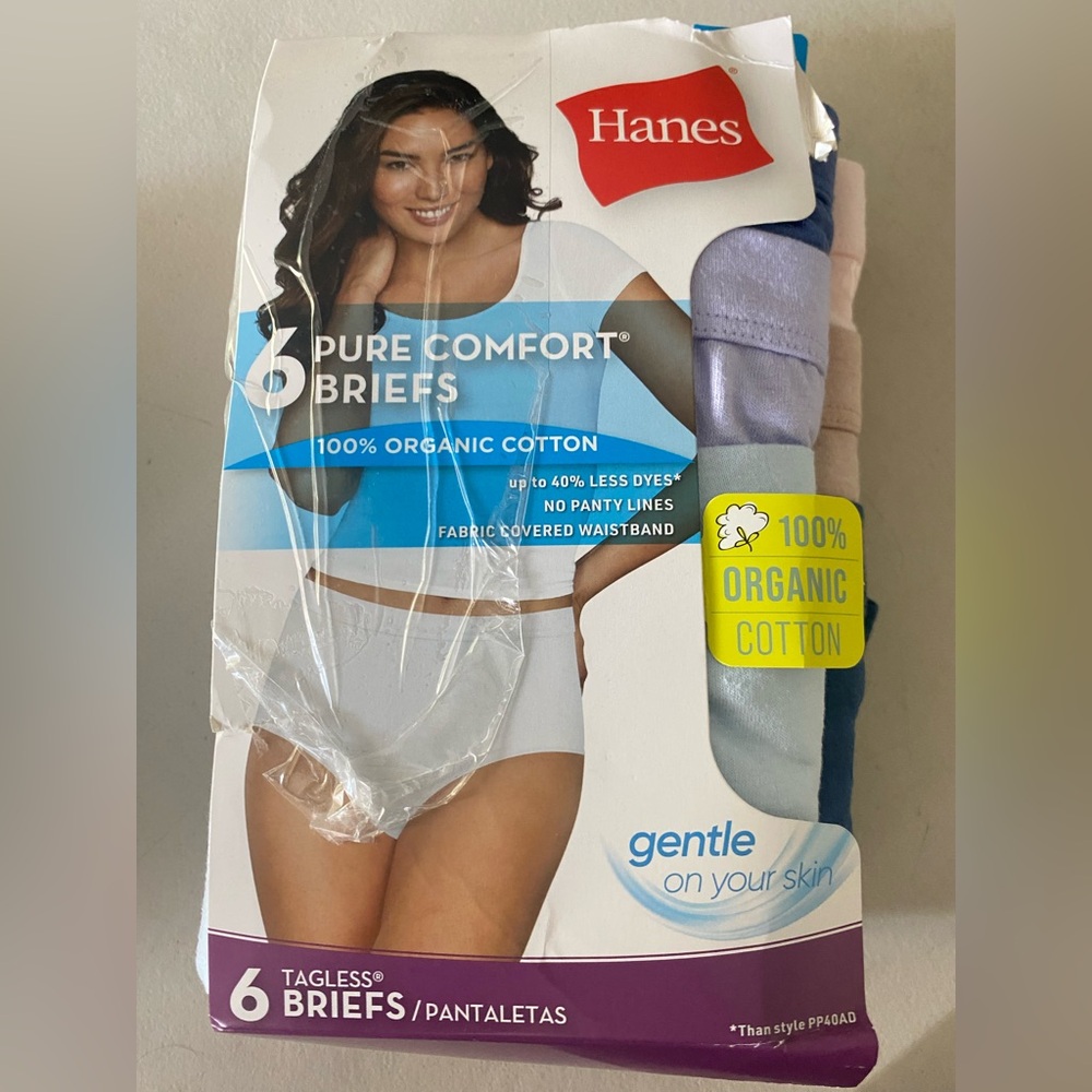 Hanes, 3X,Womens Underwear Briefs, 6-Pack,Pure Comfort Organic Cotton Panties